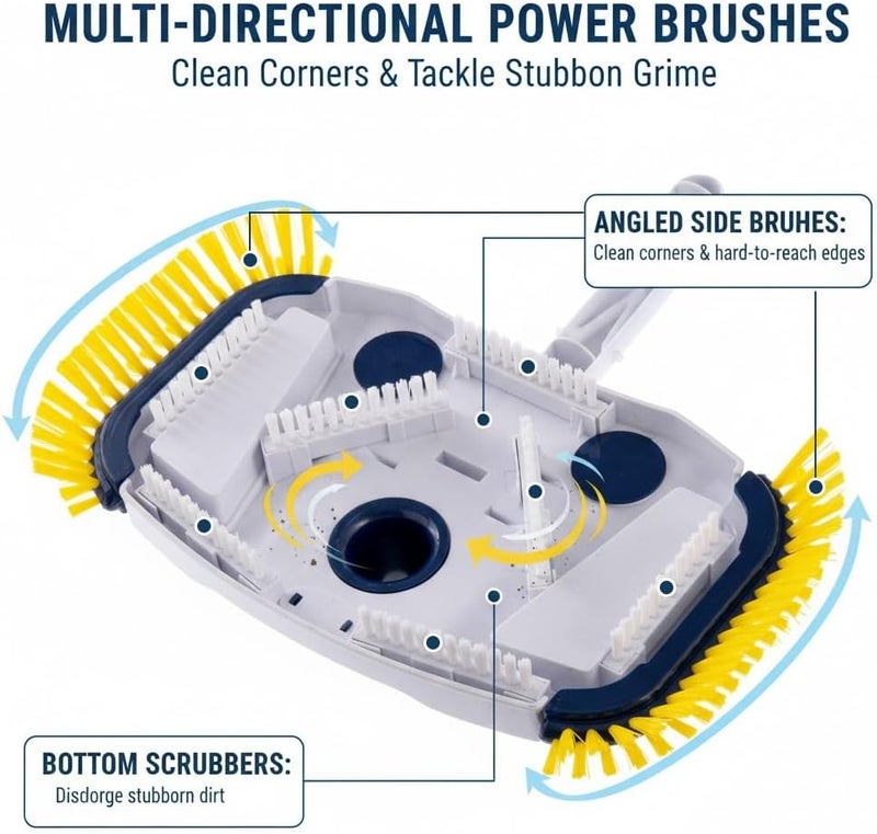 ProMotus Weighted Pool Vacuum Head, Vinyl-Safe No Wheels Manual Cleaner with Air Relief Valves，Multi-Directional Brushes for Above Ground & Inground Pools, Universal Fit for 1-1/4" & 1-1/2" Hoses - Image 5
